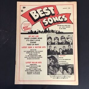 Vintage 'Best Songs' Music Lyrics Magazine August 1969